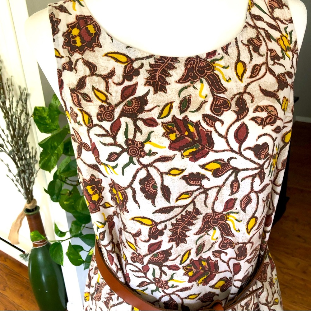 Rachel Zoe☀️linen botanical shift dress☀️size Med
